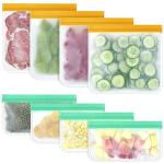 Reusable Silicone Freezer Bags with Zipper - 8 Pack