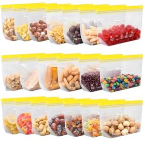 20 Pack Reusable Snack Bags - Leakproof & Safe
