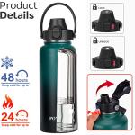 Insulated Water Bottle with 3 Lids, 32oz