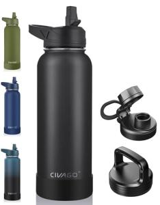 CIVAGO 40 oz Insulated Water Bottle with Straws