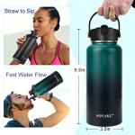 Insulated Water Bottle with 3 Lids, 32oz