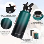 Insulated Water Bottle with 3 Lids, 32oz