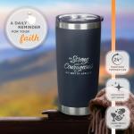 Inspirational Navy Blue Scripture Travel Mug, 18 oz