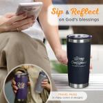 Inspirational Navy Blue Scripture Travel Mug, 18 oz