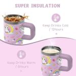 Unicorn Tumbler with Handle & Straw for Kids
