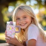 Unicorn Tumbler with Handle & Straw for Kids