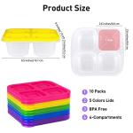 Ruisita 10-Pack 4-Compartment Bento Lunch Boxes