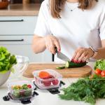 Glass Meal Prep Containers with Portion Control (3 Pack)