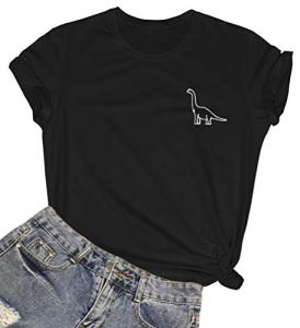 Cute Black Dinosaur Tee for Girls