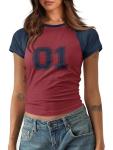Cute Graphic Crop Top for Women – Burgundy