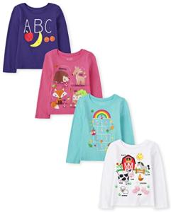 Toddler Girls' School Days Graphic T-Shirts 4-Pack