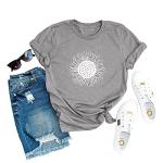 Cute Sunflower Graphic Tee for Women - Grey