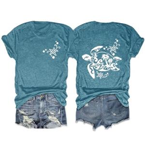 Sea Turtle Graphic Tee for Women - Green