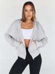 Cropped Full Zip Hoodie for Women - Grey
