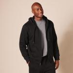 Men's Black Full-Zip Fleece Hoodie, Big & Tall