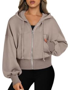 Cropped Zip Up Hoodie for Fall Fashion