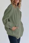 Y2K Zip Up Hoodie with Pockets - Grey Green
