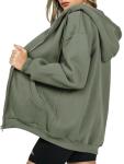 Y2K Zip Up Hoodie with Pockets - Grey Green