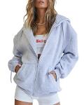 Cute Oversized Grey Hoodie with Pocket for Teens