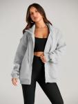 Cute Oversized Grey Hoodie with Pocket for Teens
