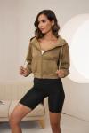 Olive Green Fleece Cropped Hoodie for Women