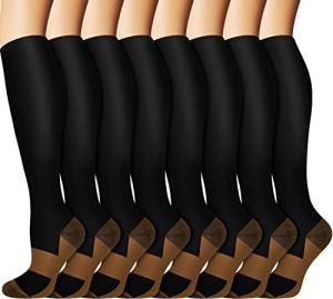 Copper Compression Socks for Men & Women - 8 Pairs