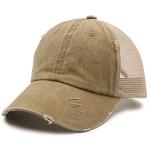 Criss Cross Ponytail Baseball Cap - Light Khaki