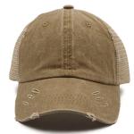 Criss Cross Ponytail Baseball Cap - Light Khaki