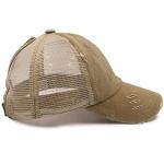 Criss Cross Ponytail Baseball Cap - Light Khaki