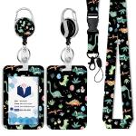 Dinosaur Badge Holder with Retractable Reel and Lanyard