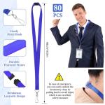 80 Pack Colorful Breakaway Lanyards for ID Badges