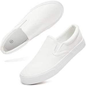 White Low-Top Slip-On Sneakers for Women