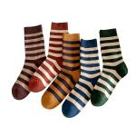 Cute Retro Striped Crew Socks for Women