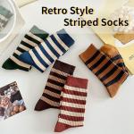 Cute Retro Striped Crew Socks for Women