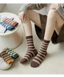 Cute Retro Striped Crew Socks for Women