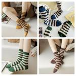Cute Retro Striped Crew Socks for Women