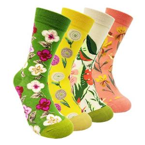 Colorful Flower Pattern Crew Socks for Women