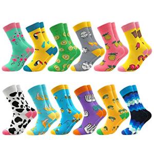 Colorful Combed Cotton Mid Calf Socks - 12 Pairs