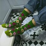 Colorful Flower Pattern Crew Socks for Women