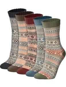 Cozy Vintage Wool Socks for Women - 5 Pairs