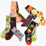 Colorful Flower Pattern Crew Socks for Women