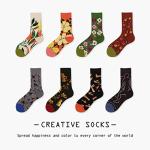 Colorful Flower Pattern Crew Socks for Women