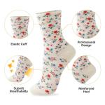 Floral Patterned Crew Socks for Women - 5 Pairs