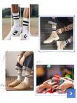 Cozy Cotton Striped Crew Socks for Women - 4 Pairs