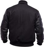 Men's Black Varsity Jacket with Leather Sleeves