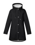 Women's Long Hooded Rain Jacket in Black