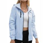 Plus Size Waterproof Women's Rain Jacket - Blue