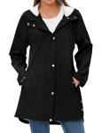 Women's Long Hooded Rain Jacket in Black