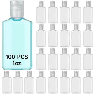 Clear Travel Bottles - 100 Pack of 1 oz Flip Caps