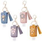 4-Pack Portable Leather Hand Sanitizer Keychains